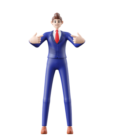Businessman pointing self  3D Illustration
