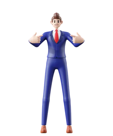 Businessman pointing self  3D Illustration