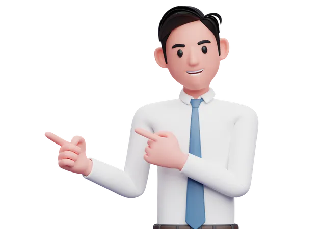 Businessman pointing side with both index fingers  3D Illustration