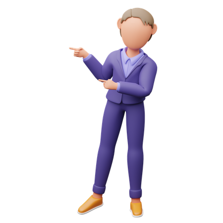 Businessman Pointing Sideways  3D Illustration