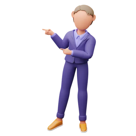 Businessman Pointing Sideways  3D Illustration