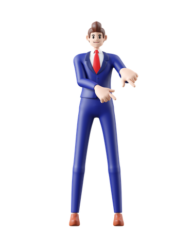 Businessman pointing something  3D Illustration