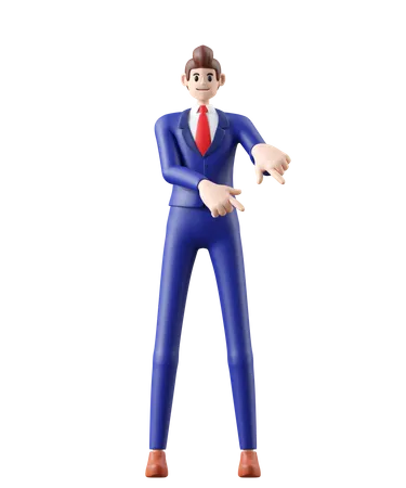 Businessman pointing something  3D Illustration