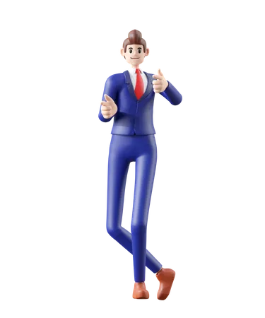 Businessman pointing something  3D Illustration