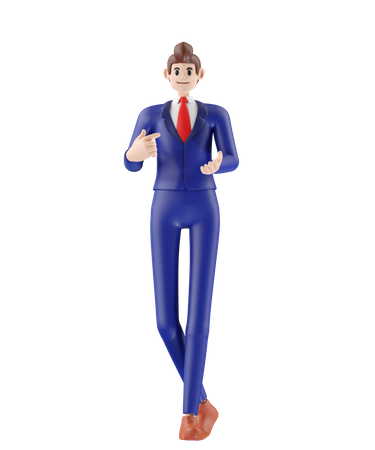 Businessman pointing something  3D Illustration