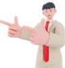 Businessman pointing something left