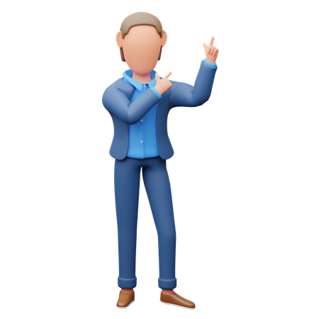 Businessman Pointing Their Hands Up  3D Illustration