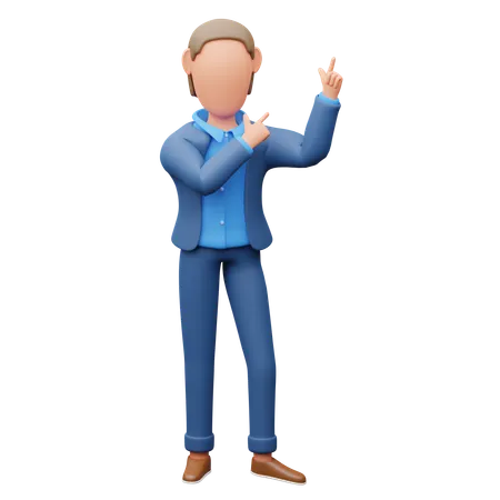 Businessman Pointing Their Hands Up  3D Illustration