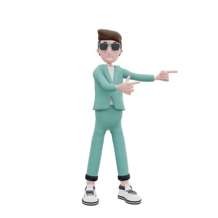 Businessman pointing to the left 3D Illustration