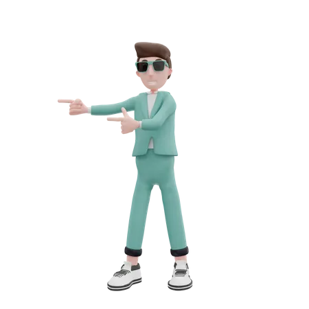 Businessman pointing to the right  3D Illustration