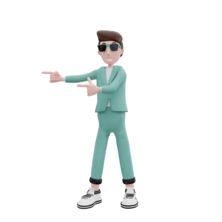 Businessman pointing to the right 3D Illustration