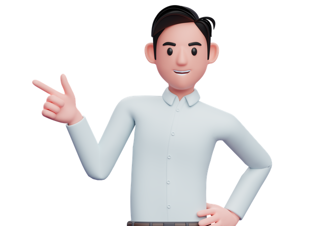 Businessman pointing to the side with finger gun  3D Illustration