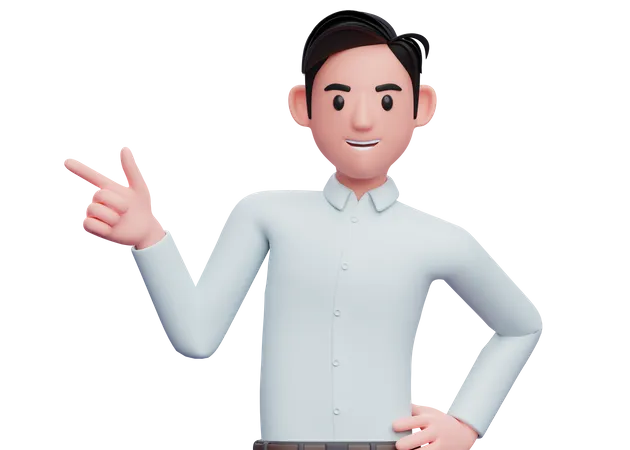 Businessman pointing to the side with finger gun  3D Illustration