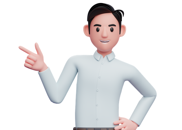 Businessman pointing to the side with finger gun 3D Illustration