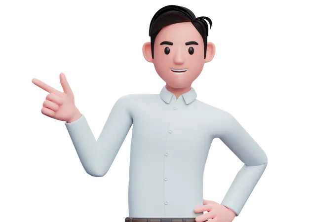 Businessman pointing to the side with finger gun 3D Illustration