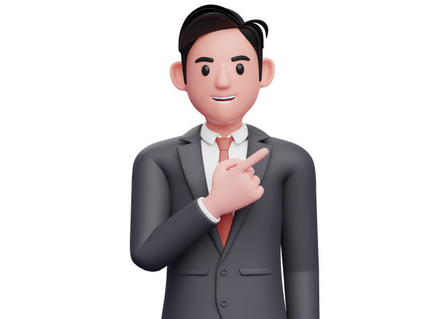 Businessman pointing to the top right  3D Illustration