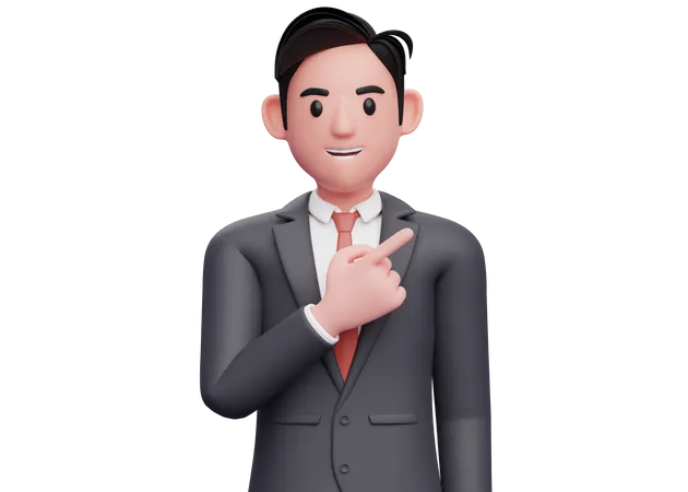 Businessman pointing to the top right  3D Illustration