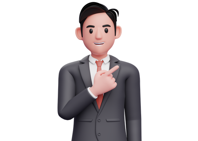 Businessman pointing to the top right 3D Illustration
