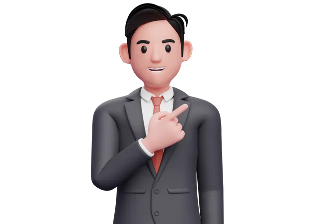 Businessman pointing to the top right 3D Illustration