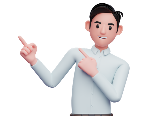 Businessman Pointing to the top side with both hands  3D Illustration