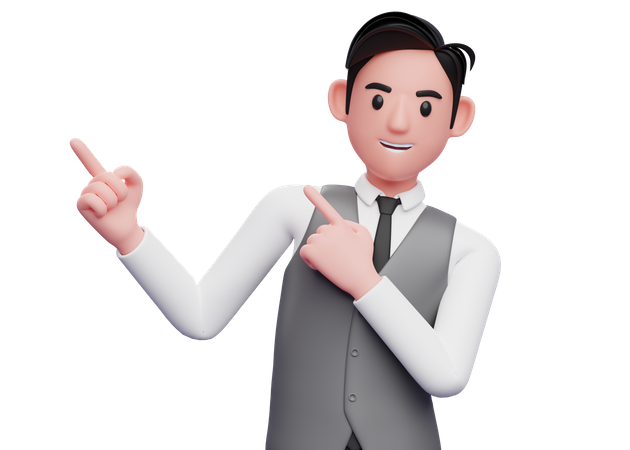 Businessman Pointing to the top side with both hands  3D Illustration