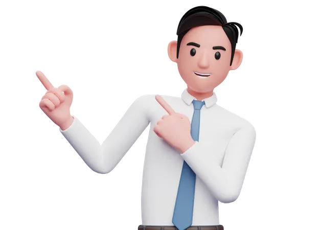 Businessman Pointing to the top side with both hands  3D Illustration