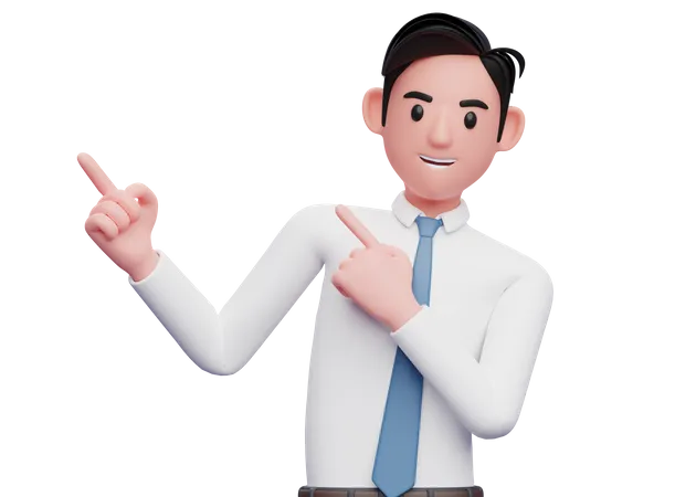 Businessman Pointing to the top side with both hands 3D Illustration