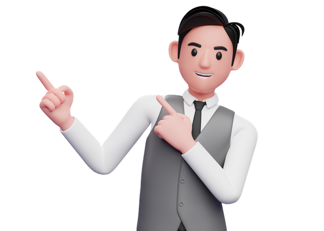 Businessman Pointing to the top side with both hands 3D Illustration