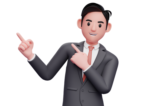 Businessman Pointing to the top side with both index finger  3D Illustration