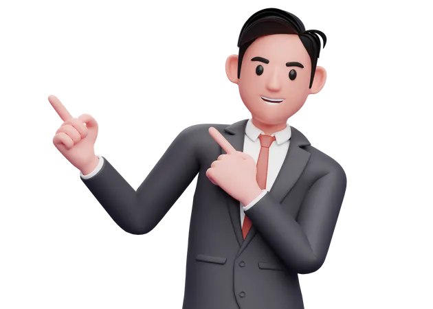 Businessman Pointing to the top side with both index finger  3D Illustration