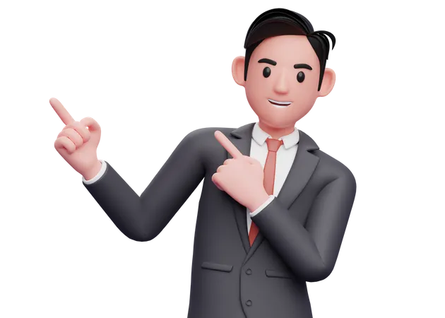 Businessman Pointing to the top side with both index finger 3D Illustration