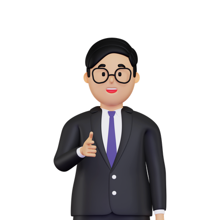 Businessman pointing towards the front  3D Icon