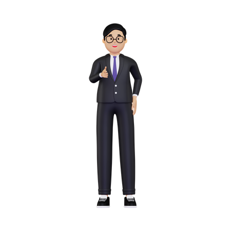 Businessman pointing towards the front  3D Icon
