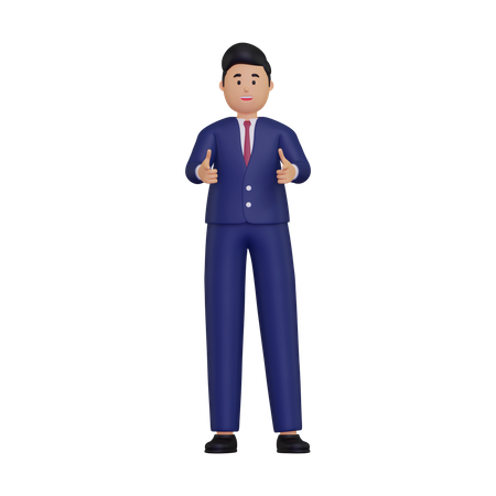 Businessman pointing towards the front  3D Icon