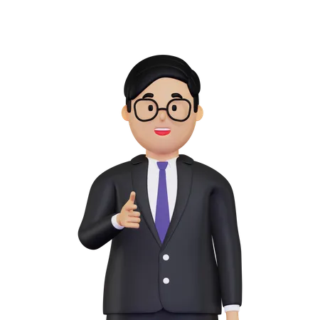 Businessman pointing towards the front  3D Illustration