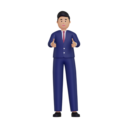 Businessman pointing towards the front  3D Illustration