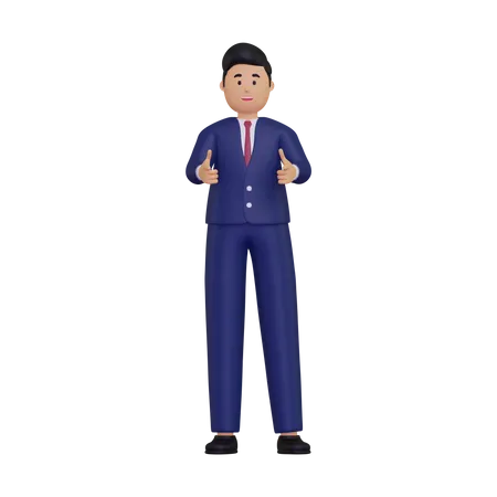 Businessman pointing towards the front  3D Illustration