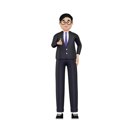 Businessman pointing towards the front  3D Illustration