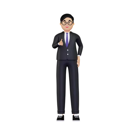 Businessman pointing towards the front  3D Illustration