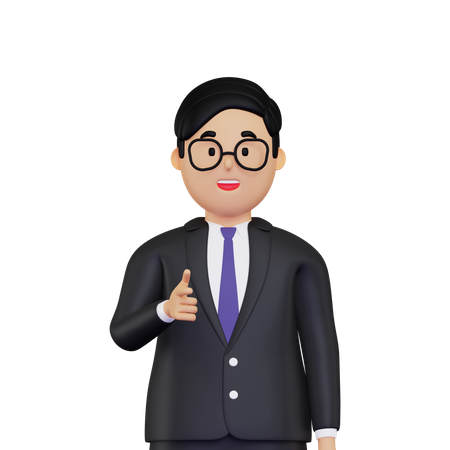 Businessman pointing towards the front 3D Illustration