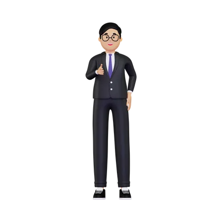 Businessman pointing towards the front 3D Illustration
