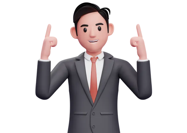 Businessman pointing two fingers up  3D Illustration