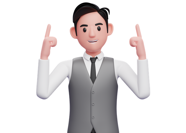 Businessman pointing two fingers up  3D Illustration