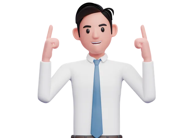 Businessman pointing two fingers up  3D Illustration