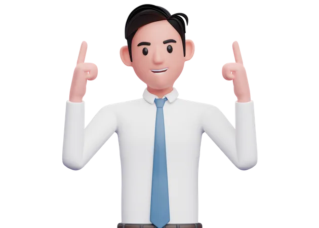 Businessman pointing two fingers up 3D Illustration