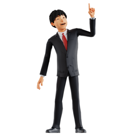 Businessman Pointing Up  3D Illustration