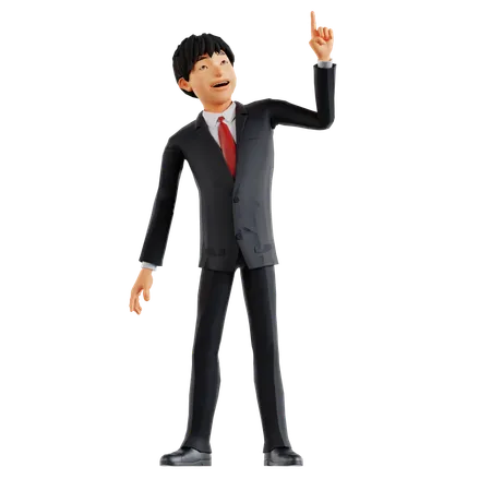 Businessman Pointing Up  3D Illustration