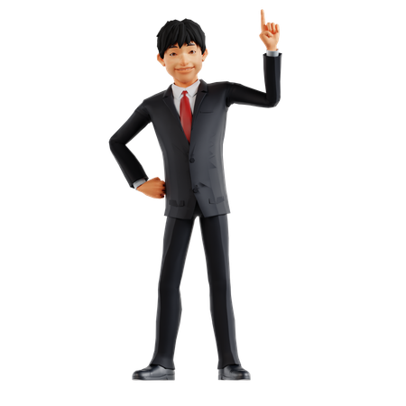 Businessman Pointing Up  3D Illustration