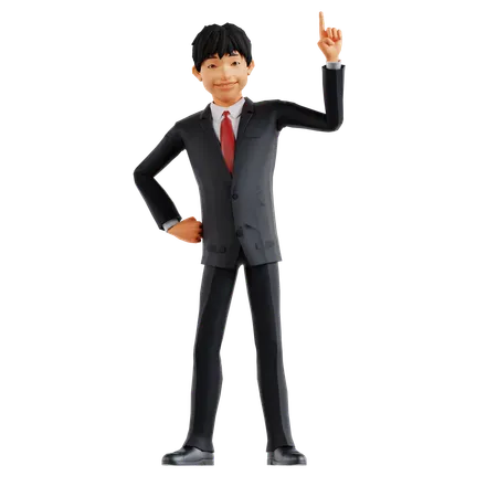 Businessman Pointing Up  3D Illustration