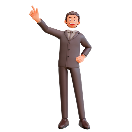 Businessman pointing up  3D Illustration